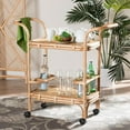 thumbnail image 4 of bali & pari Hadia Modern Bohemian Natural Brown Rattan Wine Cart, 4 of 18