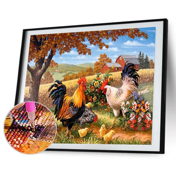 Cuadros Decorativos 5D DIY Diamond Painting Kits Manor Farm Full Round Drill Wall Decor (X522) Ehuebsd embutido en tela