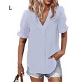 thumbnail image 3 of Minnieouse Blusa holgada para mujer, camisa bonita informal con flores, disfraz de vacaciones en la playa, fiesta de verano, Top fresco, Prendas para la parte del cuerpo Azul claro L, 3 of 6