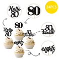 24 PCS 80th Birthday Cupcake Toppers Hello 80 Cake Topper Eighty 80