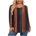 thumbnail image 2 of SOOMLON Plus Size Blouses for Women Long Sleeve Crew Neck Pullover Striped Smocked Shirts Casual Work Vacation Clothes, 2 of 6