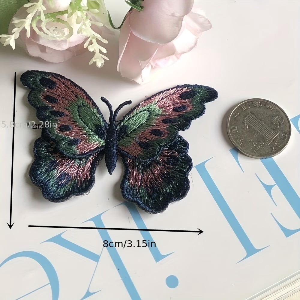 3pcs Colorful Butterfly Embroidered Applique - Double Layer Water Soluble Sew On Embroidery Patch for Clothing, Skirts, Shoes, and Hats - Decorative Sewing Accessories