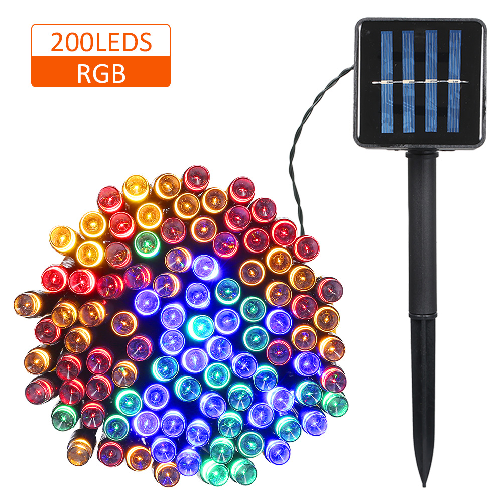 Solar Powered String Light 100/200 LED 2 Lighting Modes Lights Waterproof Outdoor Hanging Fairy Lighting for Holiday - image 1 of 9