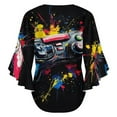 thumbnail image 6 of Colorful Splatter Game Controller Art Women's V-Neck Blouse With 3/4 Ruffled Bell Sleeves Casual Top Ladies Blouses, 6 of 7