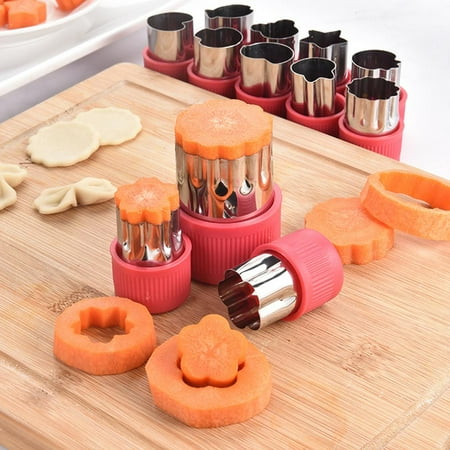 

Set Of 12 Cookie Fruit Cutter Cake Stamp Food Decoration Of Different Sizes Red