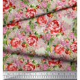 thumbnail image 3 of Soimoi Orange Poly Georgette Fabric Leaves & Floral Print Sewing Fabric BTY 42 Inch Wide, 3 of 3