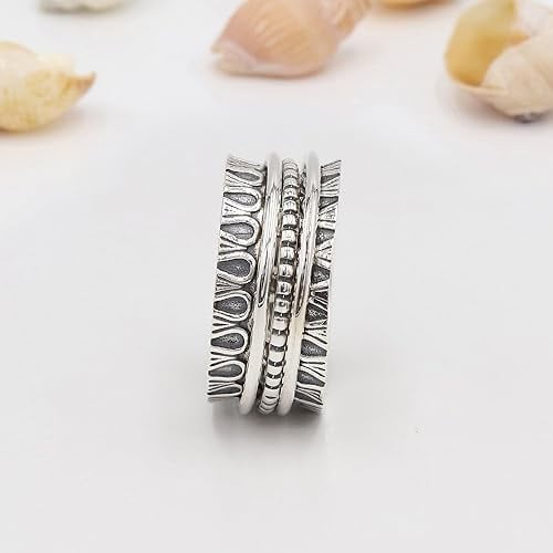 JAY JOOLS Women's Meditation Spinner Ring Sterling Silver Stress Relief & Mindfulness