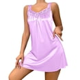 thumbnail image 4 of Endives Satin Nightgown for Women Summer Sleepdress Spaghetti Strap Sleep Dress Chemise Nighty Midi Nightshirt Summer Pajama Dress Nightie Bridal for Women Light Violet M, 4 of 5