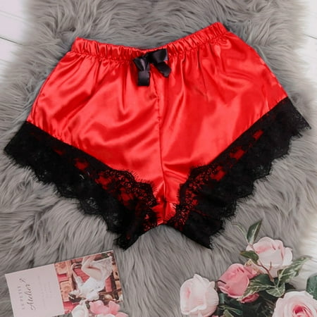 

Homenesgenics Shorts for Women Plus Size 28 Women Satin Sexy Stain Pajamas Bowknot Shorts Pyjamas