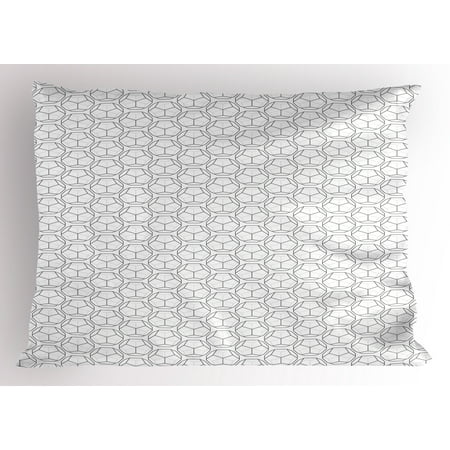 Sam Football - Geometric Pillow Sham Sport Football Ball Like Hexagonal Geoemtrical Shapes with Black Backdrop, Decorative Standard Size Printed Pillowcase, 26 X 20 Inches, Black and White, by Ambesonne