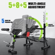 Flybird Standard Weight Bench with Preacher Curl, Leg Developer, Chest & Shoulder Rack