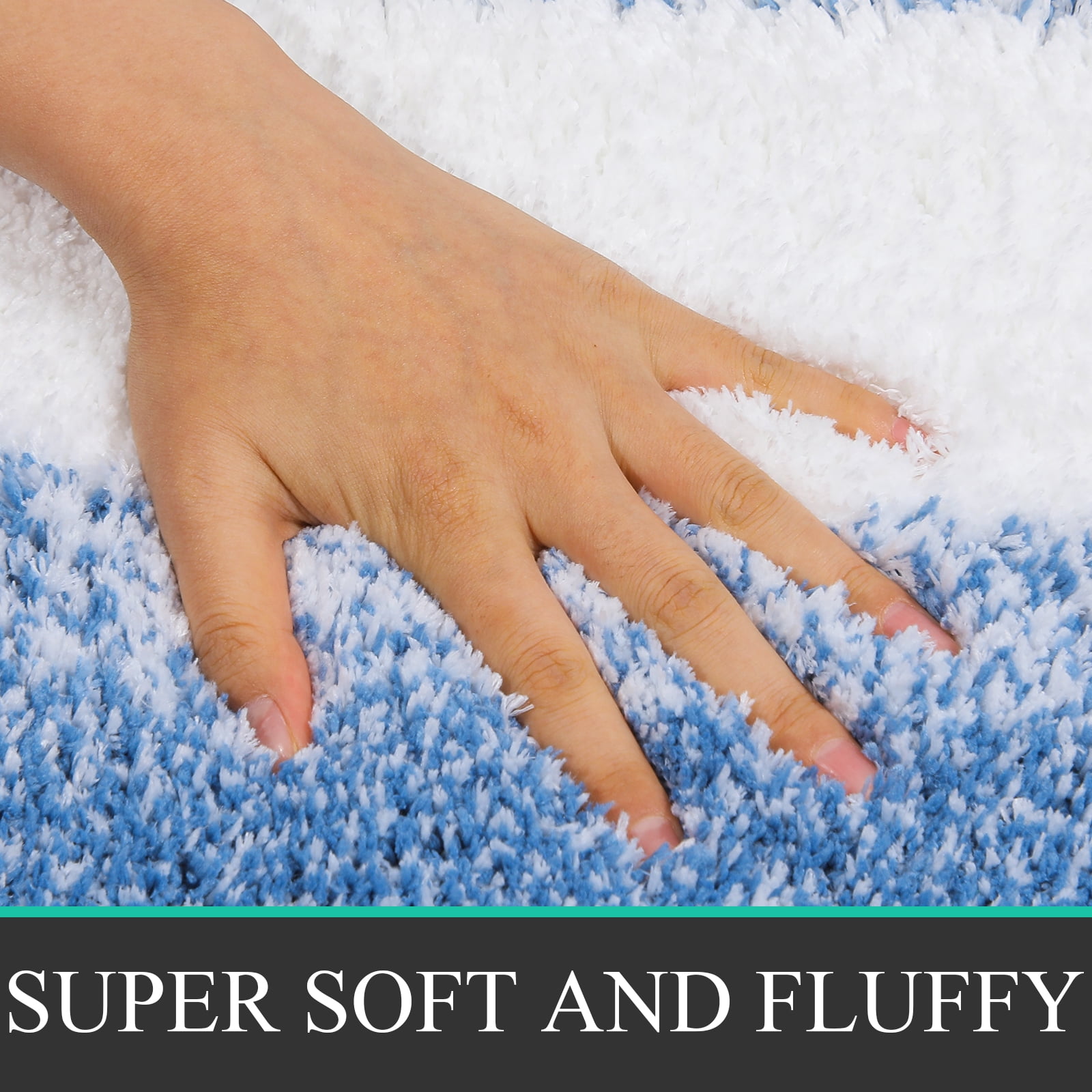 Ileading 3 Piece Bath Rug Set Microfiber Washable Non Slip Bathroom Rug and Mat Set, Blue