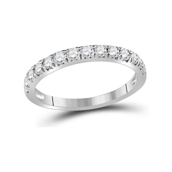 Ladies 10K White Gold 1/2 Carat (Ctw J-K, I2-I3) Diamond Wedding Anniversary Band for Women
