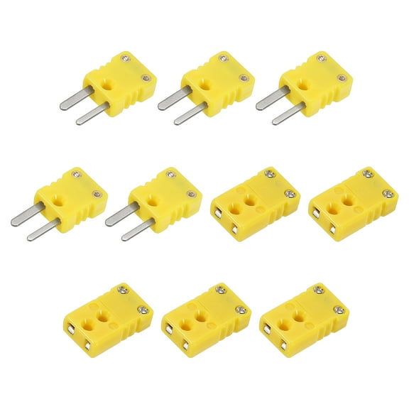 K Type Thermocouple Wire Connectors Male Female Plug Adapter High Temperature 120°C(248°F) Yellow 5 Set