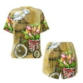 thumbnail image 5 of Picia Watercolor Canary Bird Pajamas Sets for Women Soft Short-Sleeved Pjs with Lounge Shorts Two Piece Sleepwear-X-Large, 5 of 9