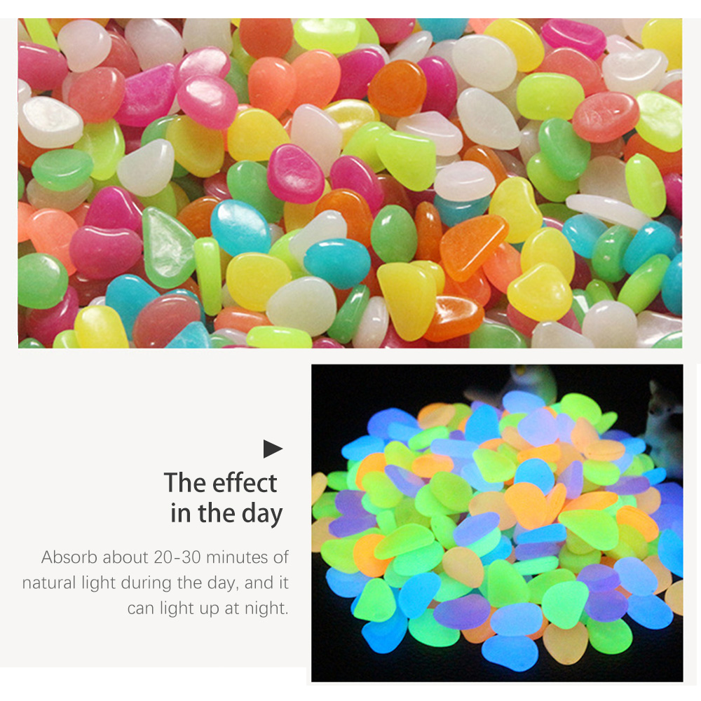 Xiuguai 10 PCs New Luminous Stone Colorful Glow in The Dark Stones Pebbles Rock for Fish Tank Aquarium