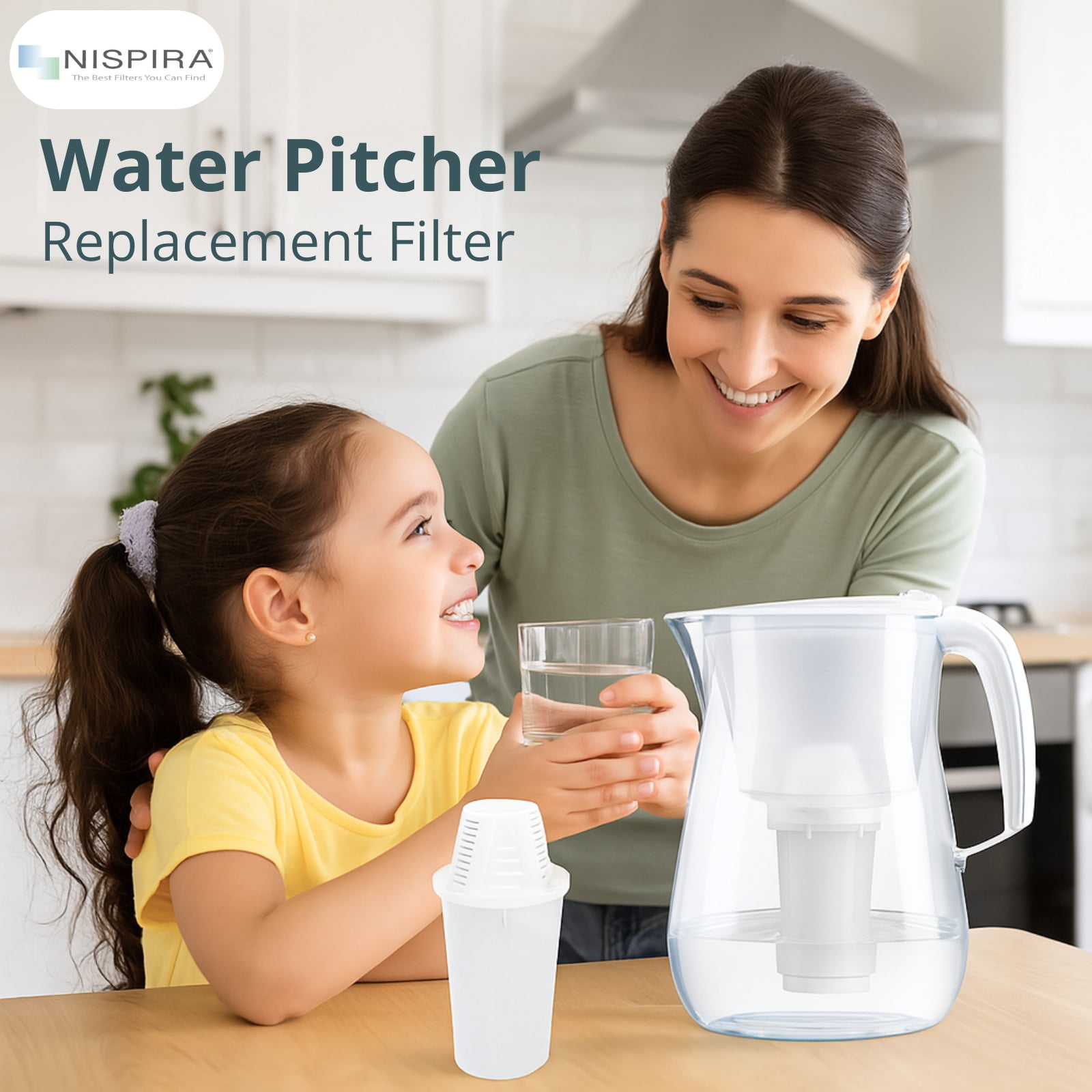Nispira A5 Water Filter Replacement Compatible with Nakii Aquaphor Water Pitcher Dispenser 4 Packs