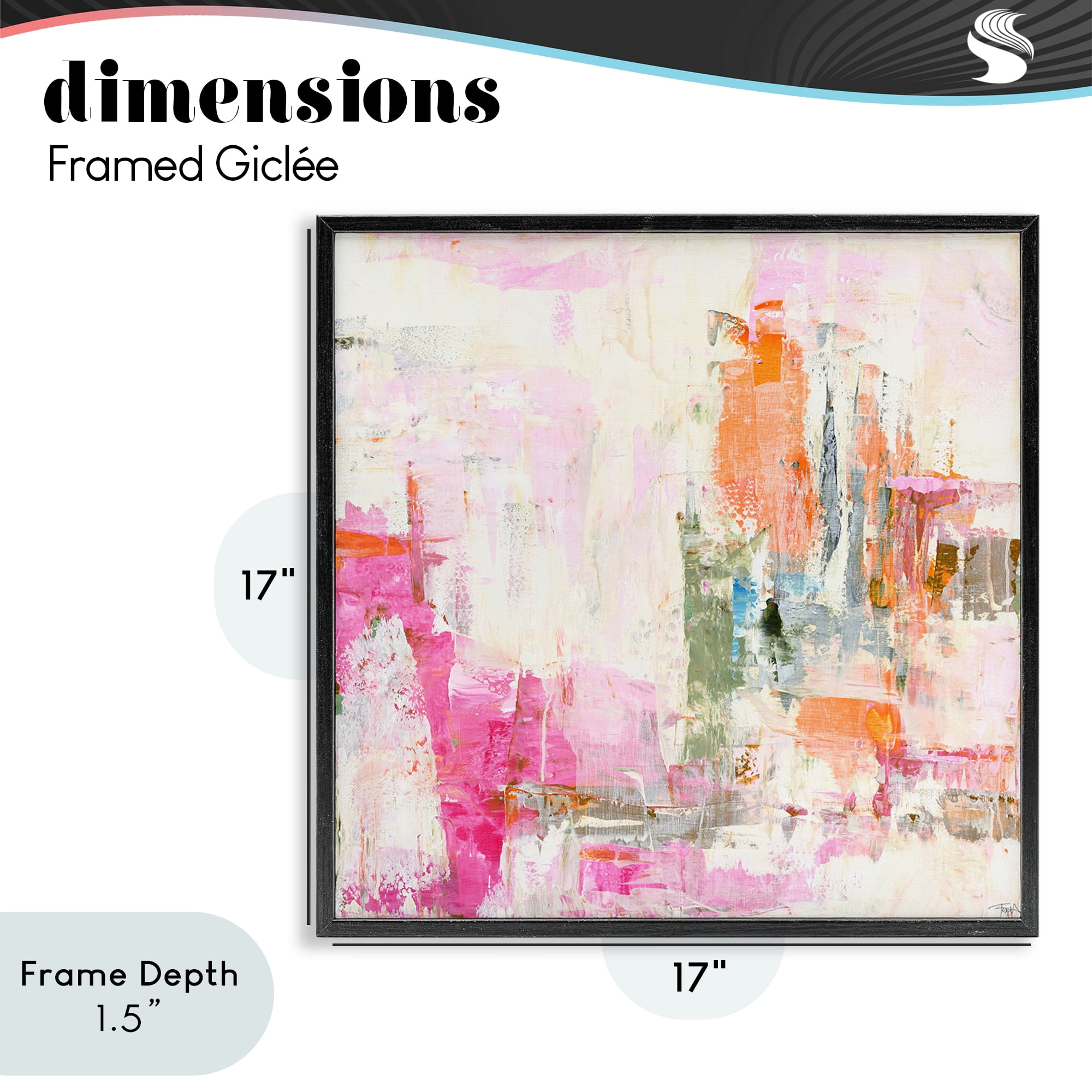 Stupell Industries New Age Pink Abstract Black Framed Giclee Art, design by Design Fabrikken