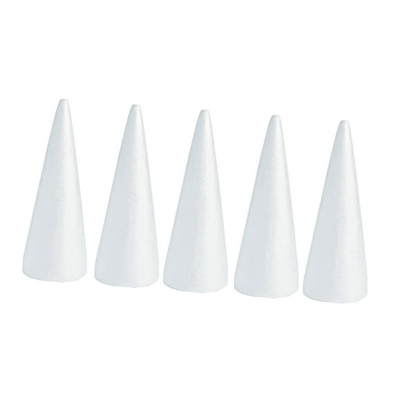Elodie 5x Craft Foam Cones Polystyrene Cones Decorations Christmas Tree Foam Tree Cones