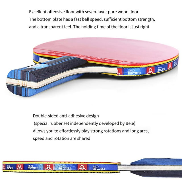Table Tennis Racket Kit Professional Table Tennis Training Racket Kit Including 2 Rackets with Short Handles and 3 Table Tennis Balls Excellent Controlling Effect Table Tennis Racket