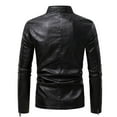 thumbnail image 4 of Clearance 2024! ZVNAΖH Men’s Faux Leather Jacket Cool Biker Jackets Vintage Stand Collar Lightweight Leather Outwear Coat, 4 of 5