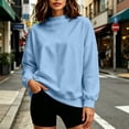 thumbnail image 6 of Jovrlynd Mock Neck Sweatshirt for Women Oversized Long Sleeve Solid Soft Stretch Sweatshirts Casual Turtleneck Pullover, 6 of 9