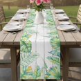 thumbnail image 4 of Summer Botanical Table Runner 108 Inches, Green Tropical Palm Trees Wooden Grey Bed Runner Dresser Scarves Tabletop for Indoor Outdoor Parties/Ceremony/Banquet, 13"x 108", 4 of 9
