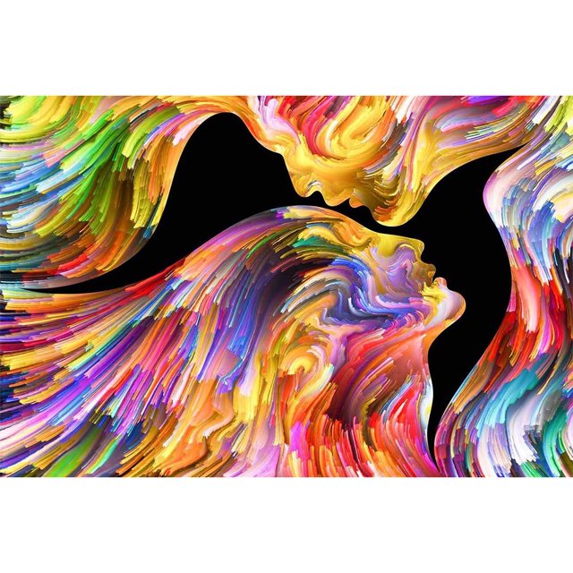 Cuadros Decorativos Cuadro abstracto de contorno de taladro redondo completo de pintura de diamante DIY 5D (B1710) Likrtyny embutido en tela