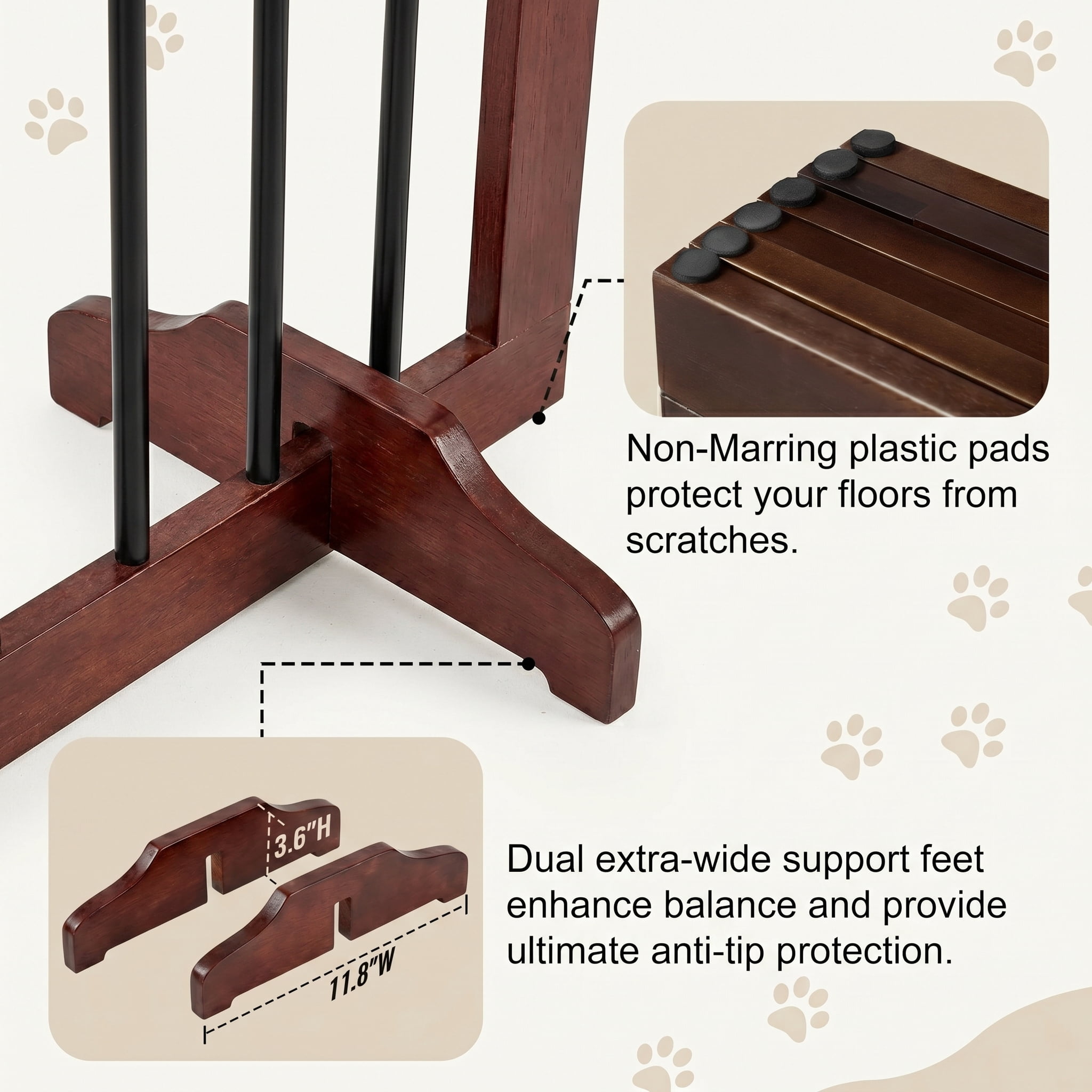Prilinex 30″ Tall 4-Panel Dog Gate Freestanding, 96" W Foldable Dog Fence Pet Gate for Doorway Stairs, Brown