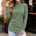 thumbnail image 4 of ZGRBOU Mock Turtleneck Tops for Women Fall Winter Basic Long Sleeve Shirts Soft Stretchy Layering Tee Plus Size, 4 of 5