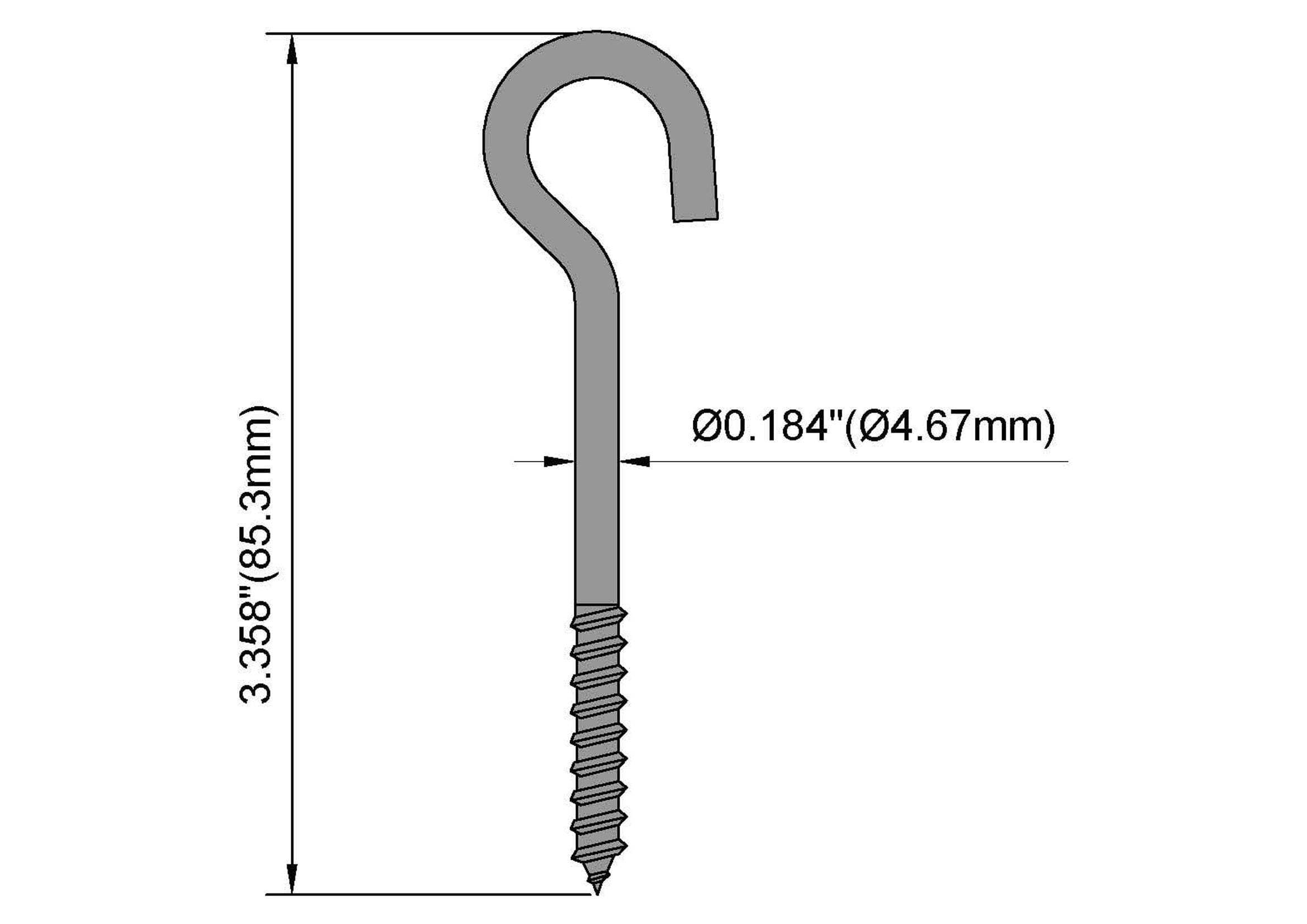 Screw Hook 0.268'' X 3-1/2'' Zinc