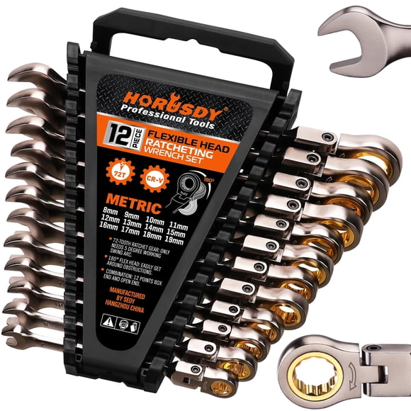 Juego de llaves HORUSDY Ratchet 8-19 mm, 12 piezas con organizador