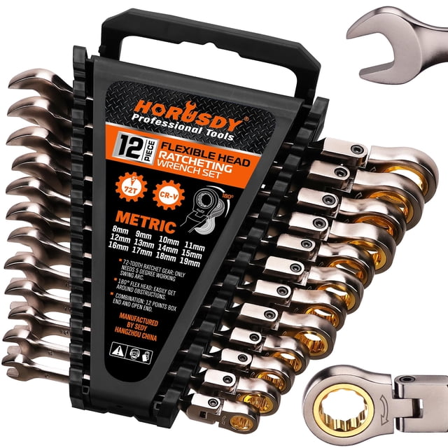 Juego de llaves HORUSDY Ratchet 8-19 mm, 12 piezas con organizador