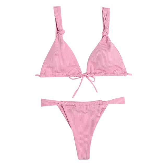 Bikini sexy de color sólido con cintura dividida para mujer a la moda Fridja nalpqowj57925