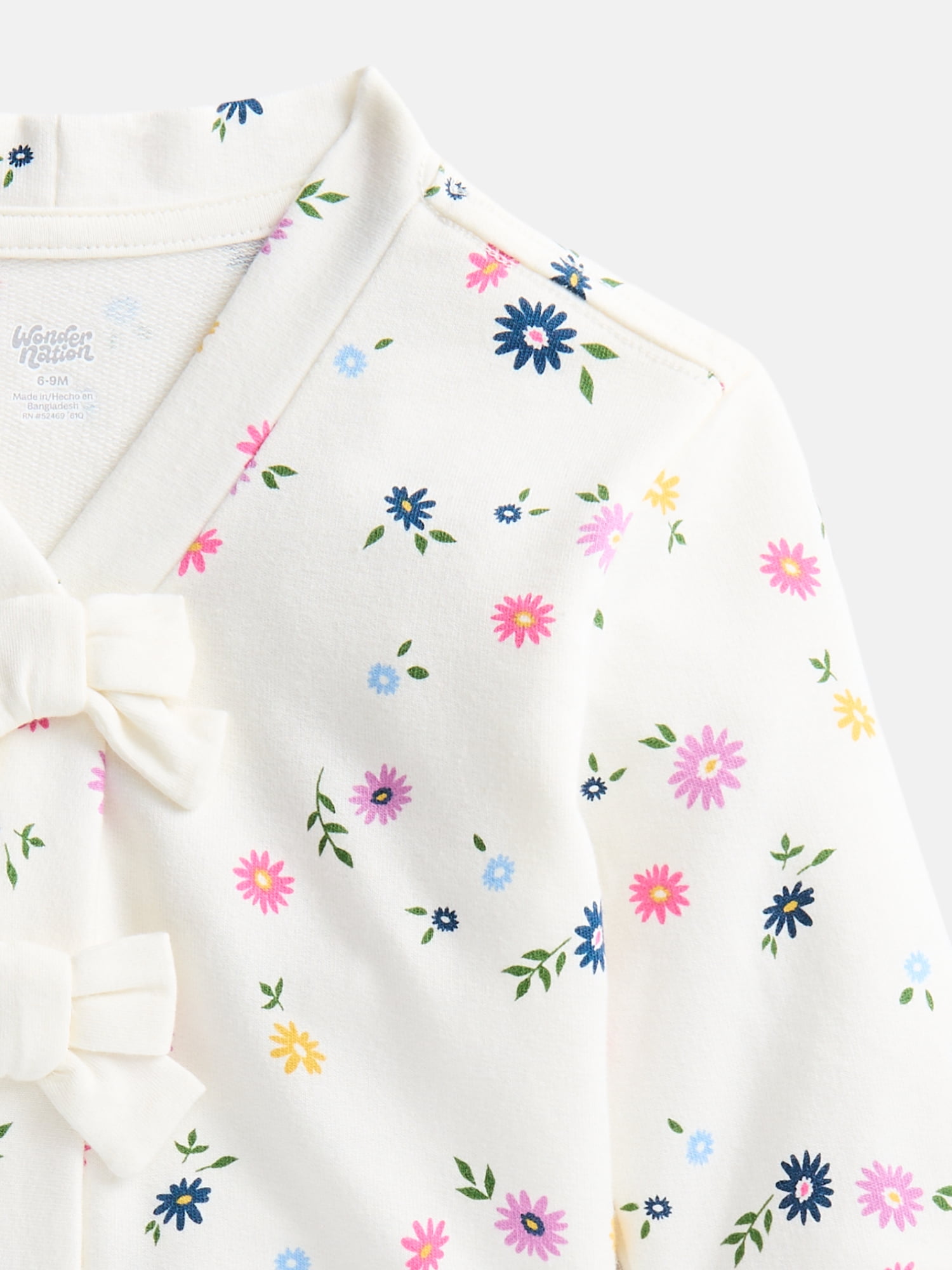 Wonder Nation Baby Girls' Bow Front Cardigan Sweater, Sizes 0M-24M