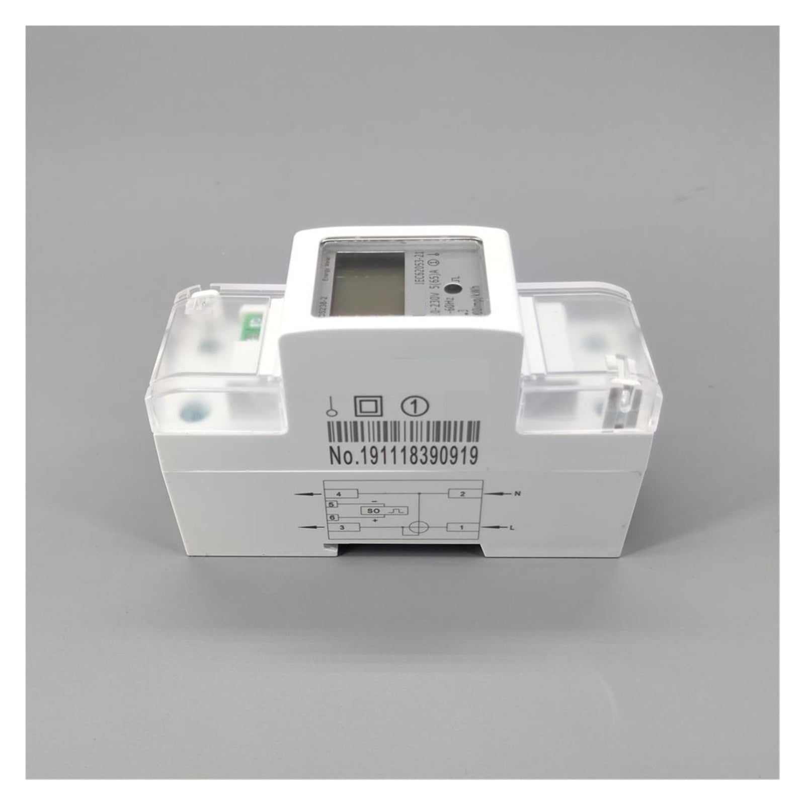 5(65)A Single Phase Din Rail KWH Watt Hour Din-rail Energy Meter LCD Power Consumption Monitor Monitor KWh Meter Wattmeter ,Overload Protection