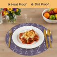 thumbnail image 4 of Vintage Lines Round 15 Inch Placemats Set of 4, White Lines Abstarct Minimalist Art Purple HeatResistant Non Slip Place Mats for Dining Table, Wipeable Braided Kitchen Table Mats for Housewarming, 4 of 9