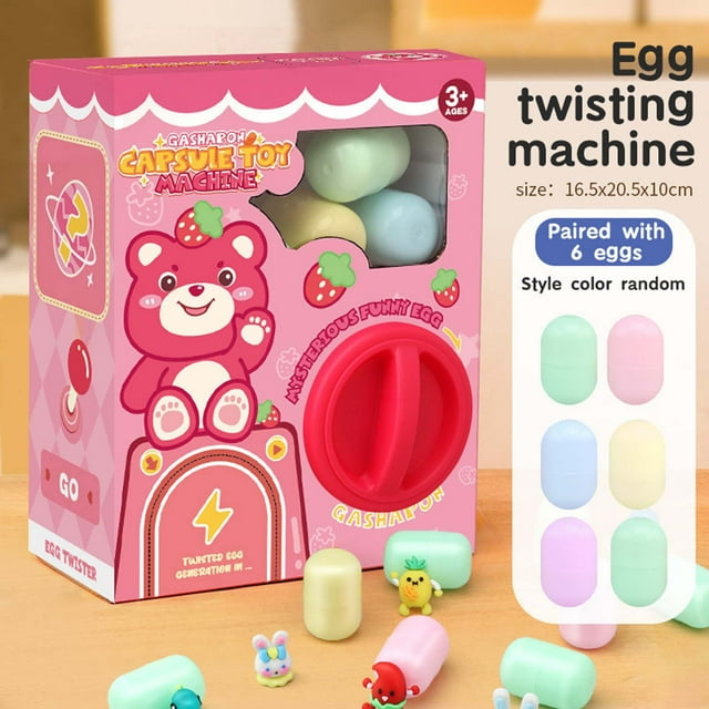 Gashapon Machine Toy with 6 Random Capsules, Mini Vending Machine for Pretend Play, Surprise Gift Dispenser for Parties and Collectors