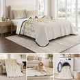 thumbnail image 6 of Queen Quilt Set 90''x96'', Weeping Flowers Lightweight Bedspread Coverlet Set with 2 Pillow Shams, Yellow Grey Spring Floral Rustic Burlap Breathable All Season Quilt Bedding for Bedroom/Guest Room, 6 of 9