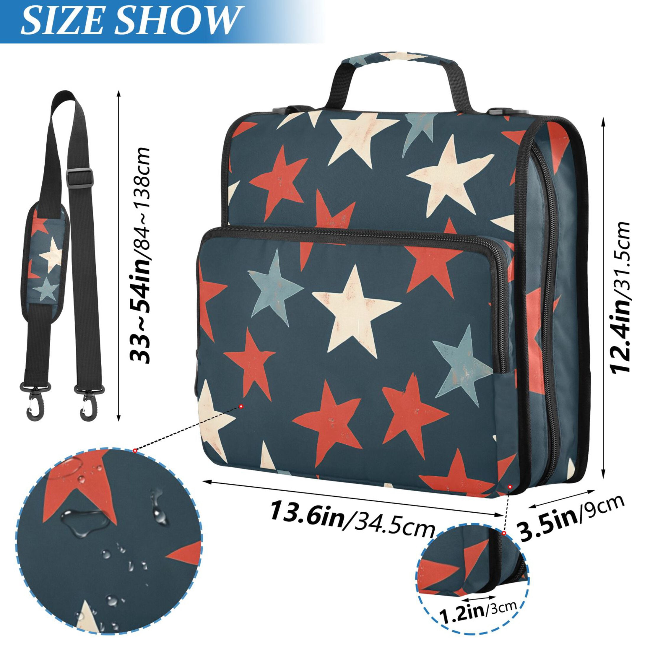 ALAZA Zipper Binder Stars Retro 3 Ring Trapper Keeper File Folder Organizer Bag
