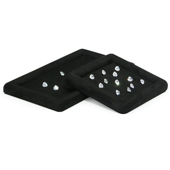 justharion Fashion Velvet Square Jewerlry Tray Glasses Holder for Home Stores Closet Gray S