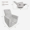 thumbnail image 4 of Evolur Harlow Deluxe Glider With Back Massager |Recliner| Rocker, Silver Mist, 4 of 5