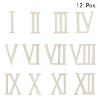 Masteelf Wooden Roman Numerals Slices for Decor Unfinished DIY Plaque Craft Perfect for Painting Khaki 12pcs