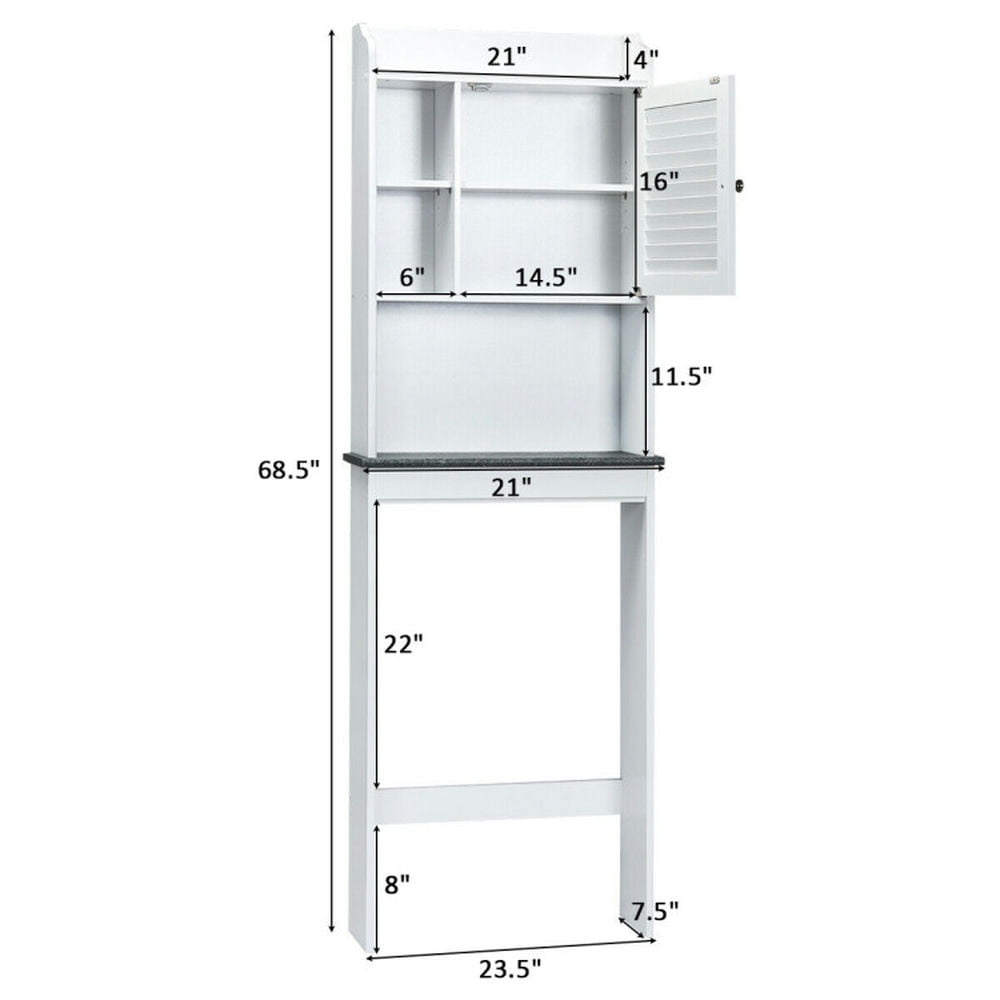 Finihen Toilet Storage Cabinet, Bathroom Cabinet Organizer, 3-Tier Bathroom Over-the-toilet Storage Cabinet with Adjustable Shelves, for Bathroom, White