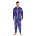 thumbnail image 3 of FORMRS Onesies Pajama for Adults Unisex Hoodie Winter Jumpsuit One Piece Sleepwear, Sizes S-2XL, Purple Mushrooms Pattern, 3 of 7