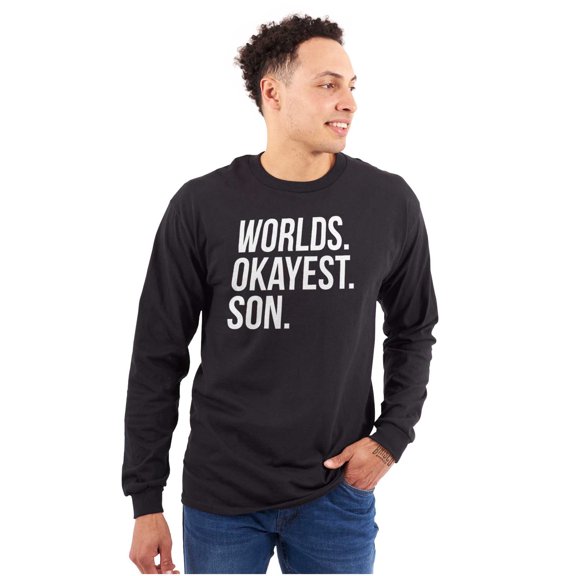Worlds Okayest Son Funny Children Men's Long Sleeve Tee T Shirt Brisco Brands S