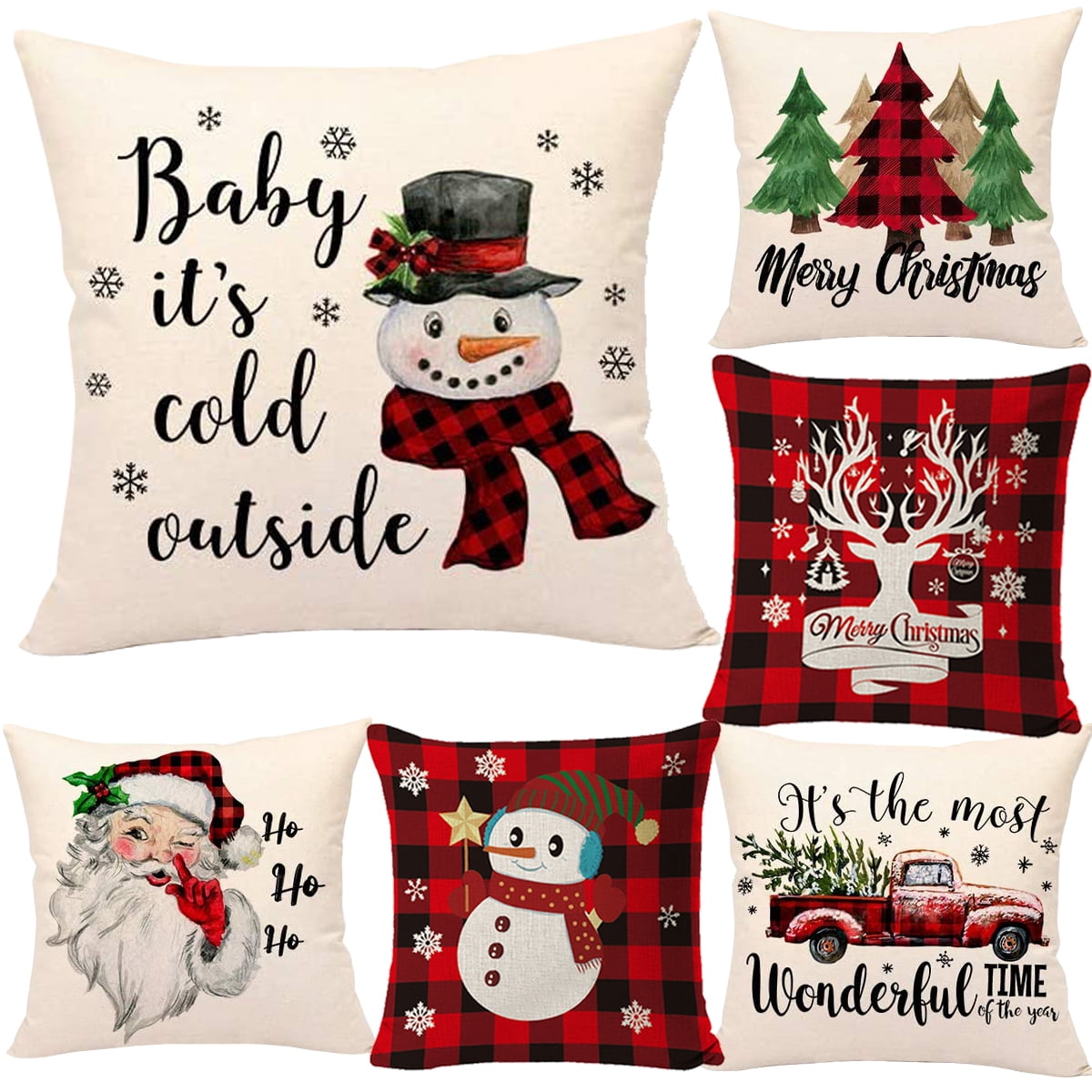 New Christmas Santa Pillow Case Cushion Cover Xmas Home Decor Cotton 72x44cm 