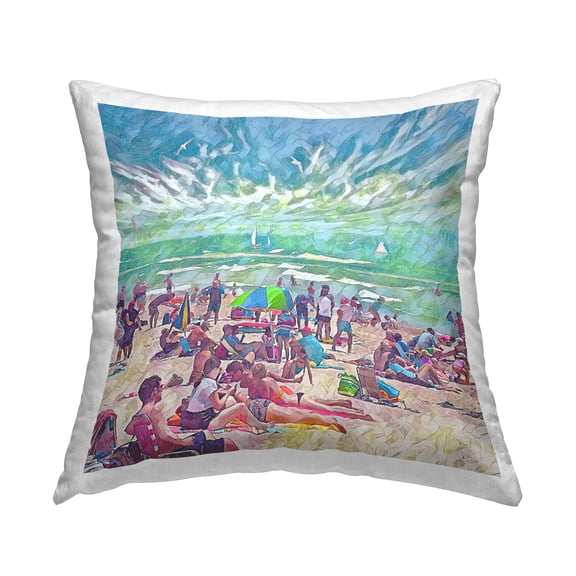 Stupell Industries Modern People on Beach Decorative Printed Throw Pillow, 18 x 18