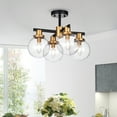 thumbnail image 3 of Warehouse of Tiffany Tegan Black & Gold 4-light Flushmount Ceiling Light with Glass Shades, 3 of 5