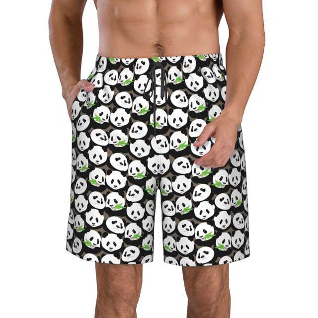 Balery Panda Bear Traje de Baño Estilo Hawaiano para Hombre, Shorts de Secado Rápido con Bolsillos-3X-Large